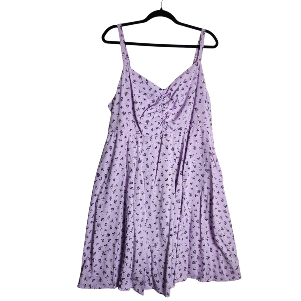 Torrid Purple Floral Sweetheart Mini Dress Plus Size 2 2X Lavender Sleeveless